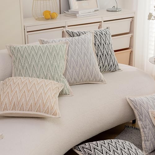 Home Brilliant Textured Chenille Pillow Covers 18x18 inch Black Set of