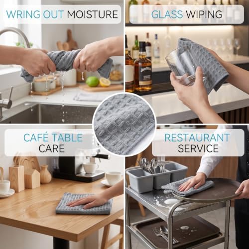 12 Pack Black Cotton Dish Cloths - Absorbent