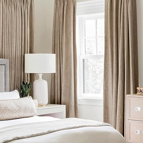 MIULEE 100% Blackout Linen Curtains for Bedroom 52x96 Inches Copper