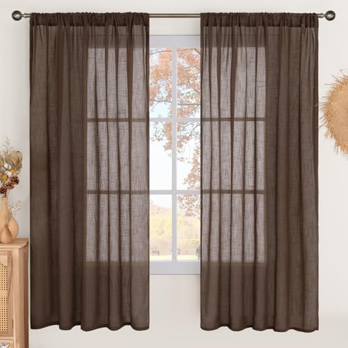 BGment Brown Linen Curtains 72 Inches Long for Living Room, Window