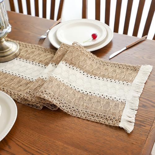 Simple&Opulence Boho Macrame Table Runner - 12 x 90 Inch, Splicing