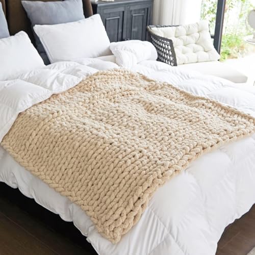 Chunky Knit Throw Blanket for Couch Sofa Bed Living Room Home Decor