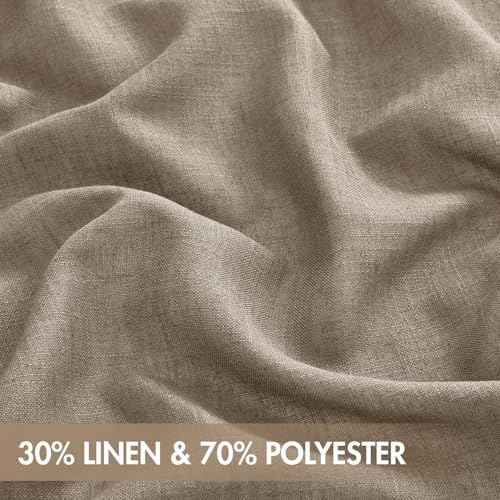 MIULEE Dark Taupe Back Tab Linen Curtains 4 Panels 42W x 84L