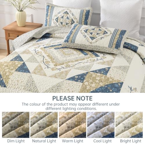 Dobuyly Patchwork Quilt King Size, Farmhouse Lightweight Bedspread