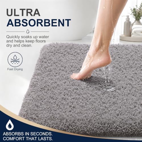 OLANLY Microfiber Bathroom Runner Rugs 59x20, Soft Bath Mat, Light