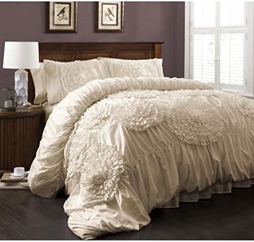 Lush Decor Serena Comforter Set, 3 Piece Set, Full/ Queen, Light Gray
