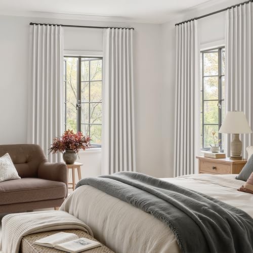 Jowels Natural Linen Blackout Curtains 120 Inches Long 2 Panels for