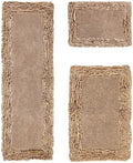 TRP Farmhouse Accent Cotton Bathroom Rugs Sets 3 Piece - Beige