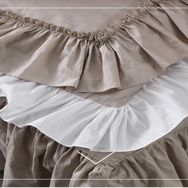 Frill Edge Duvet Cover Set with Bed Skirt 3 Piece Boho Bedding Quilt