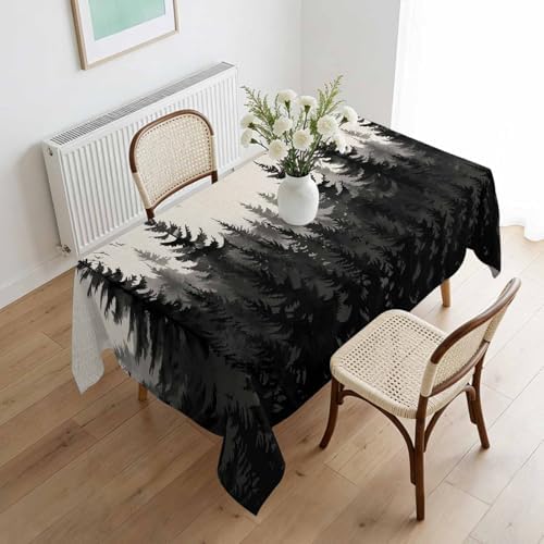 Forest Tablecloth Rectangle 60 x 120 Inch, Vintage Gray Farmhouse