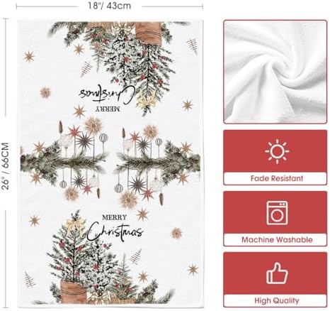 Artoid Mode Beige Gloves Merry Christmas Kitchen Towels Set of 4 18x26