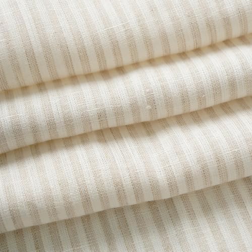 100% Pure Linen Rod Pocket with Pinstripe Curtains, 52 x 84 Inch