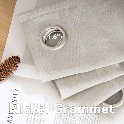 H.VERSAILTEX Living Room Linen Curtains - Semi Sheer, Nickel Grommet