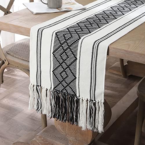 Woven Table Runners Farmhouse Style,Boho Table Runners 90 inches Long