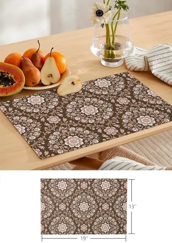 Vintage Table Runner and Placemats Set of 6 Flower Texture Farmhouse