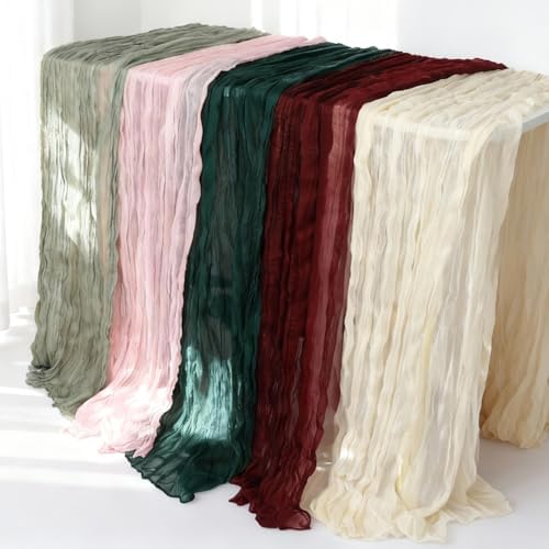 3 Pcs Ivory Cheesecloth Table Runner 35"×120"- 10 FT Cream Cheese
