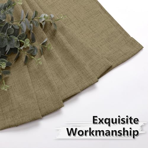 Tollpiz Linen Curtains Bedroom Rod Pocket Semi Sheer Curtain Burlap