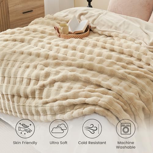 Cozy Bliss Fluffy Faux Fur Throw Blanket for Couch,Warm Cozy Soft
