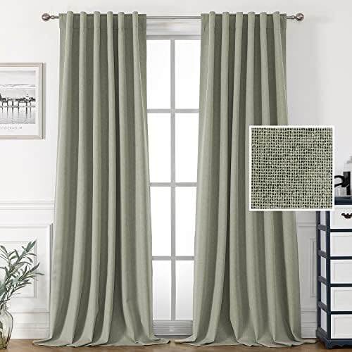 H.VERSAILTEX 100% Blackout Linen Curtains for Bedroom 96 inch Full