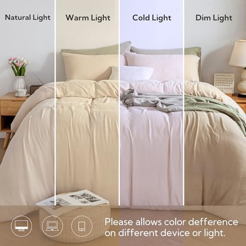 MILDLY Muslin Duvet Cover Full - 100% Washed Cotton Linen Like Gauze