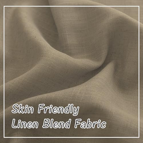 DONREN Taupe Burlap Linen Back Tab Curtains 84 Inch Length for Living