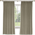 TWOPAGES 100% Blackout Linen Pinch Pleat Window Curtain 108 inches