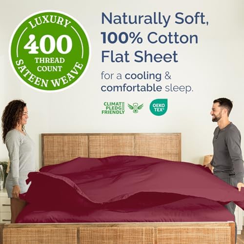 Cotton Flat Sheet Queen Size - Top Flat Bed Sheet Only - Queen
