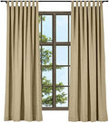 TWOPAGES Linen Cotton Tab Top Curtain Elegant Natural Solid Tan