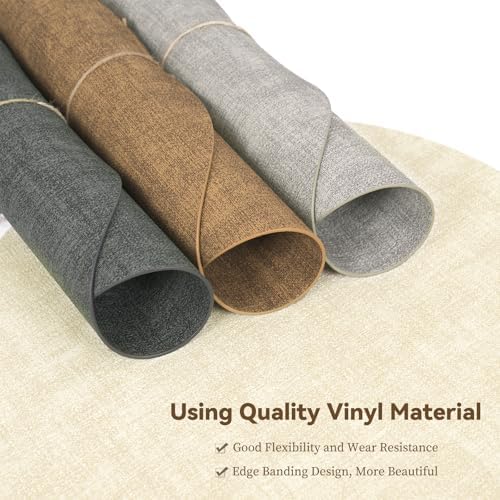 Round Placemats Set of 6, Faux Leather Heat Resistant Table Mats