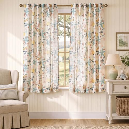 jinchan Linen Curtains 63 Inch Nursery Dusty Green Drapes Back Tab 2