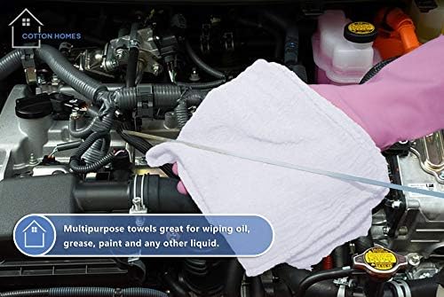 White Shop Towels – 12x14 Inch, 100% Cotton, Pack of 50 + 5 Bonus