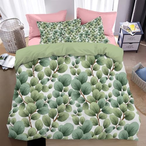 Duvet Cover Queen Size - Reversible Eucalyptus branches Duvet Cover