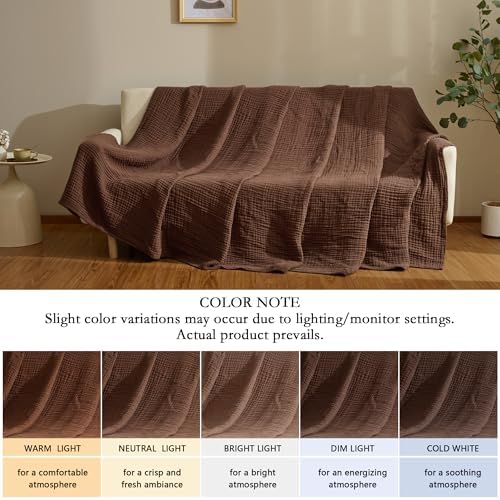 100% Cotton Muslin Blanket for Adult 90x90 4-Layers Gauze Throw