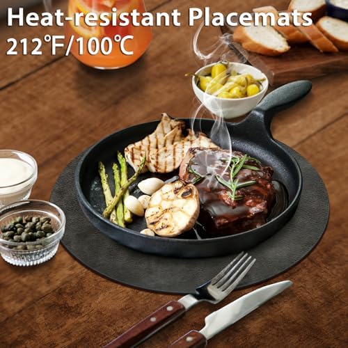 ADRIMER Round Placemats Set of 12, Heat Resistant 13 Inch, Dark Grey