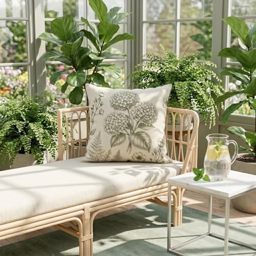 B BBPM Sage Green Hydrangea Pillow Covers Set of 2, 22x22 Vintage