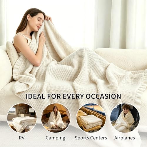 Bedding Smoke Gray 100% Cotton Blanket [Queen Size - 90x90 Inch]