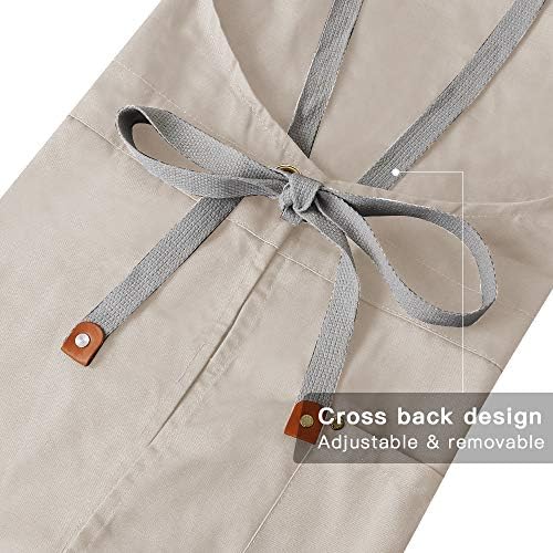 2 Pieces Pottery Apron,Split Apron with Adjustable Straps M-XXL,Beige