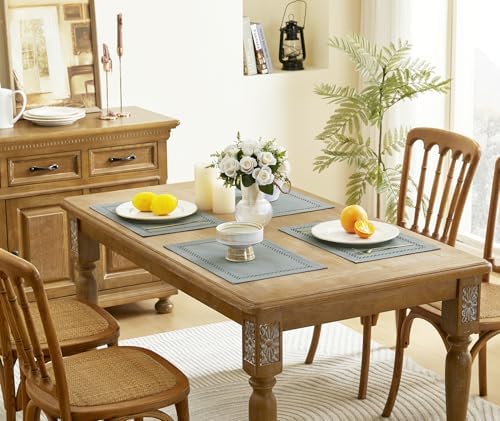 Farmhouse Burlap Place Mats, Grey Placemats Set of 6, 12 x 18 Inch