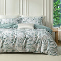 MILDLY Sage Green Leaves Duvet Cover Set 3pcs for All Season Queen