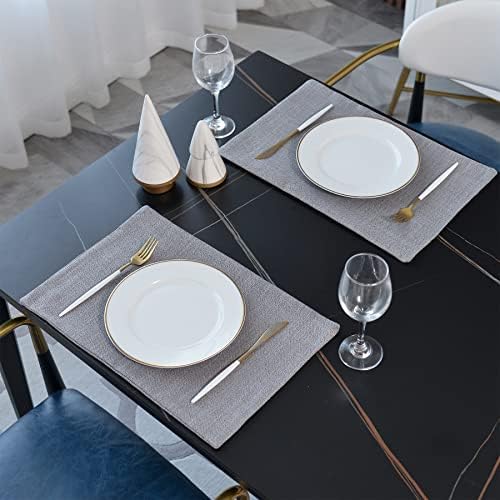 4 Piece 12 x 18 inch Soft Faux Linen Place Mats Heat Resistant Dining