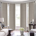 TWOPAGES Gray Beige Velvet Grommet Blackout Curtain,50Wx120L
