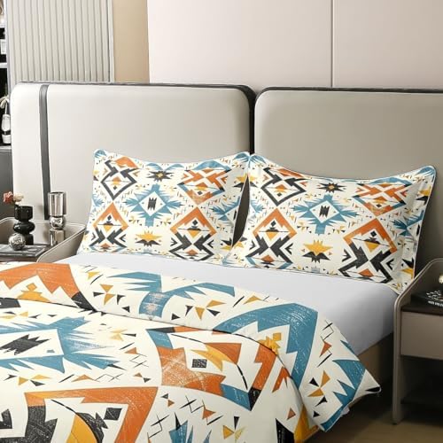 Homewish Geometric Aztec Kids Duvet Cover Set Queen Size 100%