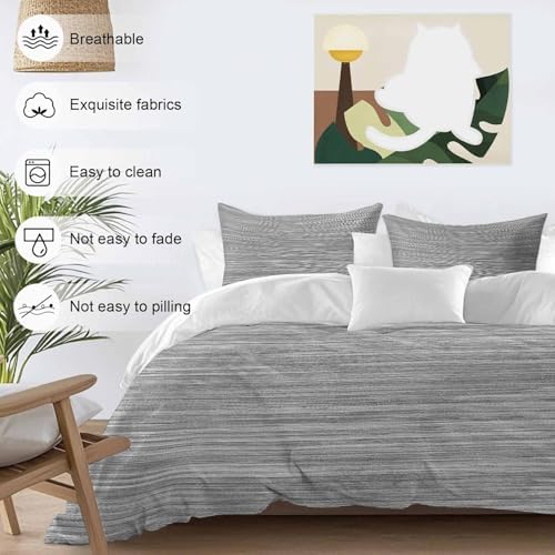 Vintage Gray Bedding 3 Piece Duvet Cover Set Queen Size, Country