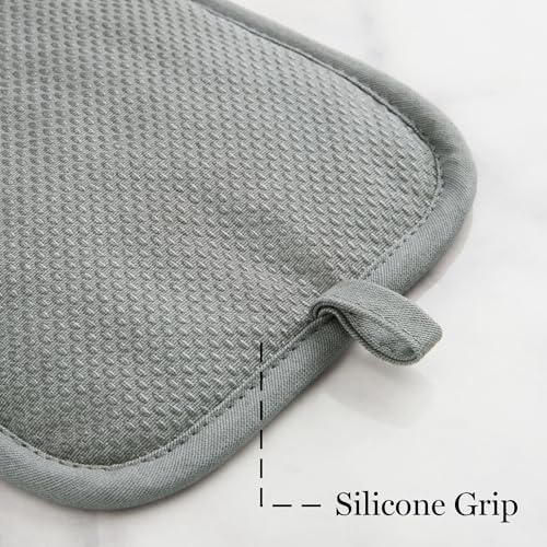 MARTHA STEWART Honeycomb Quilted Chambray Pot Holder 2-Pack Set, 100%