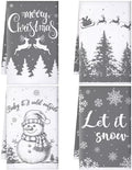 Sratte 4 Pcs Gray Christmas Kitchen Towels 16 x 24 Inch Winter Hand