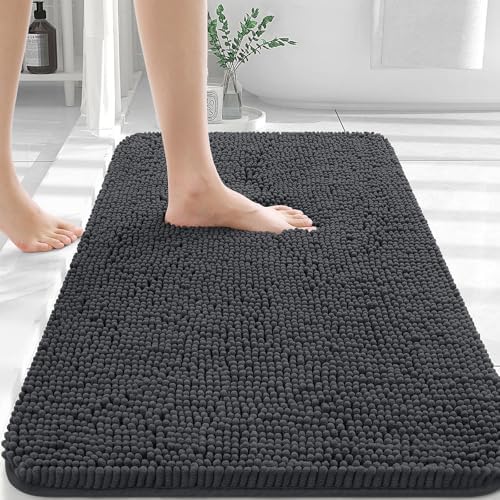OLANLY Chenille Bath Mat and Bathroom Rugs Sets 2 Piece, Bath Mat Size