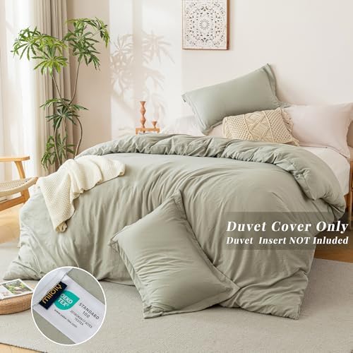 MILDLY Duvet Cover King Ultra Soft Comforter Cover Set 3pcs, Mist Sage