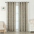 OWENIE Taupe Light Filtering Floral Curtains 84 Inches Long 2 Panels