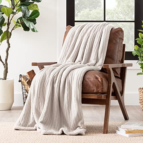 Chanasya Premium Cable Knit Throw Blanket - Soft and Cozy Throw