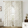 Primitive Linen Curtains 96 Inches Long 2 Panels Set,Brown Cream Beige